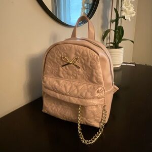 Betsey Johnson Blush Quilted Backpack with Gold Chain